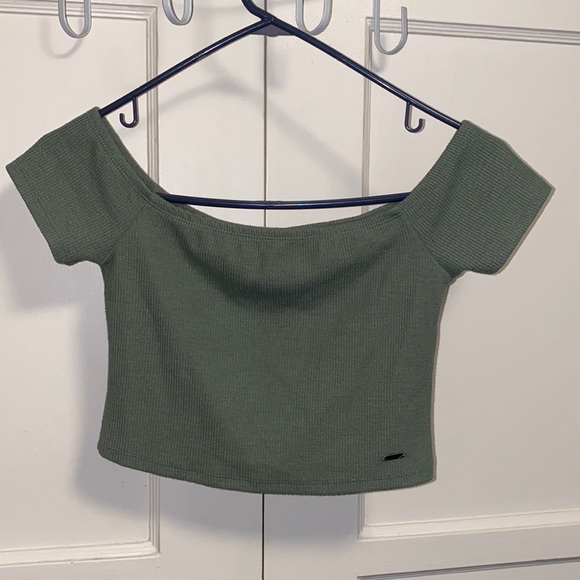 Hollister Tops - Hollister Small Light Olive Green Crop Top